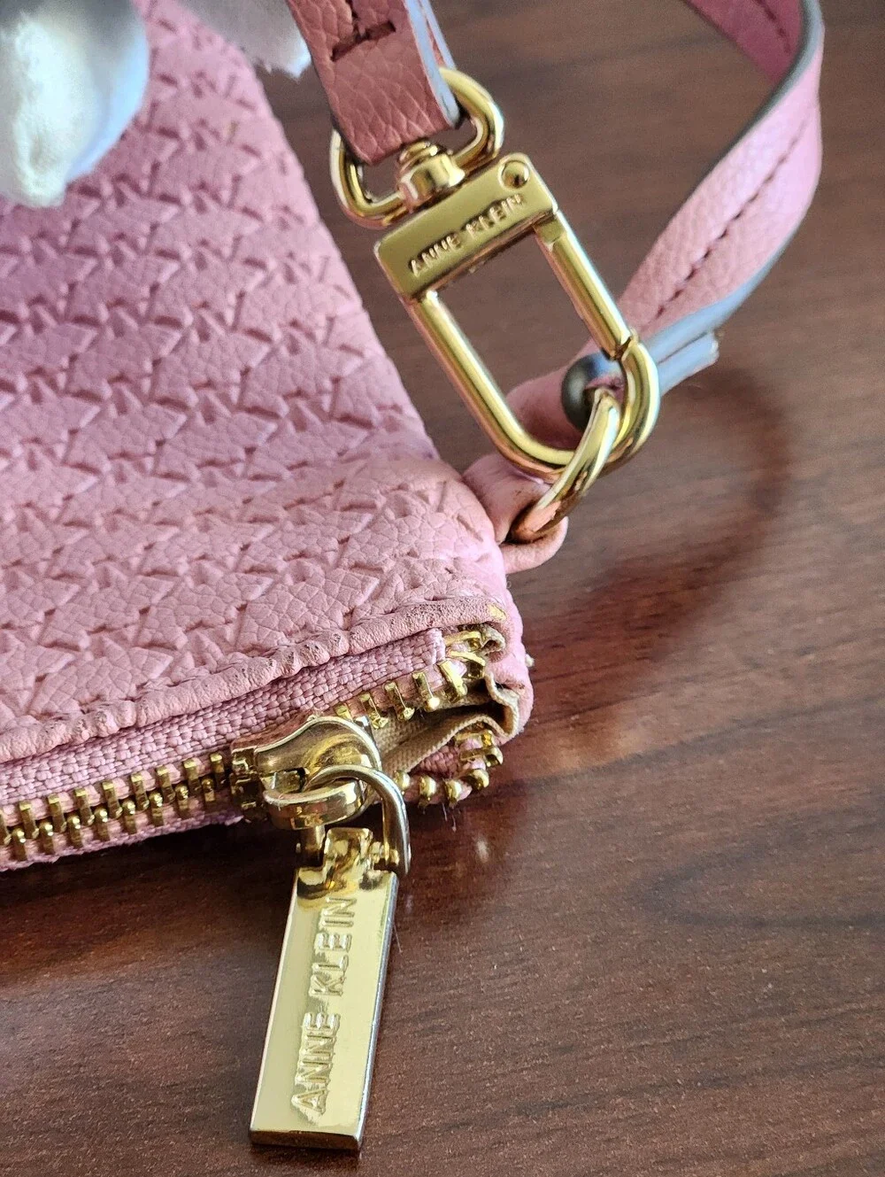 Anne Klein Pink Monogram Wristlet Pouch Clutch